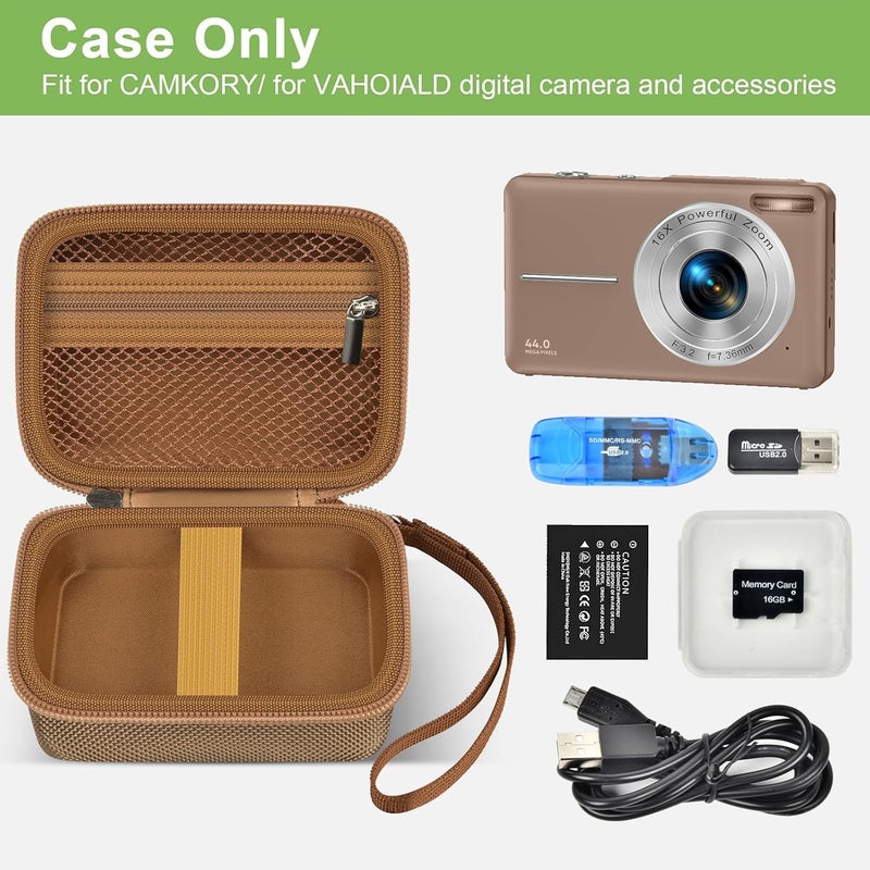 ALKOO Case Compatible with VAHOIALD FHD 1080P Digital Camera/for CAMKORY Digital Point and Shoot/for Kodak PIXPRO FZ45-BK 16MP Vlogging/for IWEUKJLO/for Nsoela, Holder for SD Card More (Dark Brown) - Image 2
